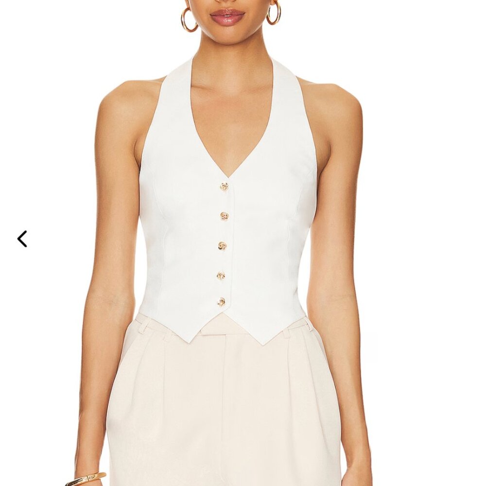 Amanda Uprichard Quincy Vest Top Ivory Halter Backless Size Small Chic
